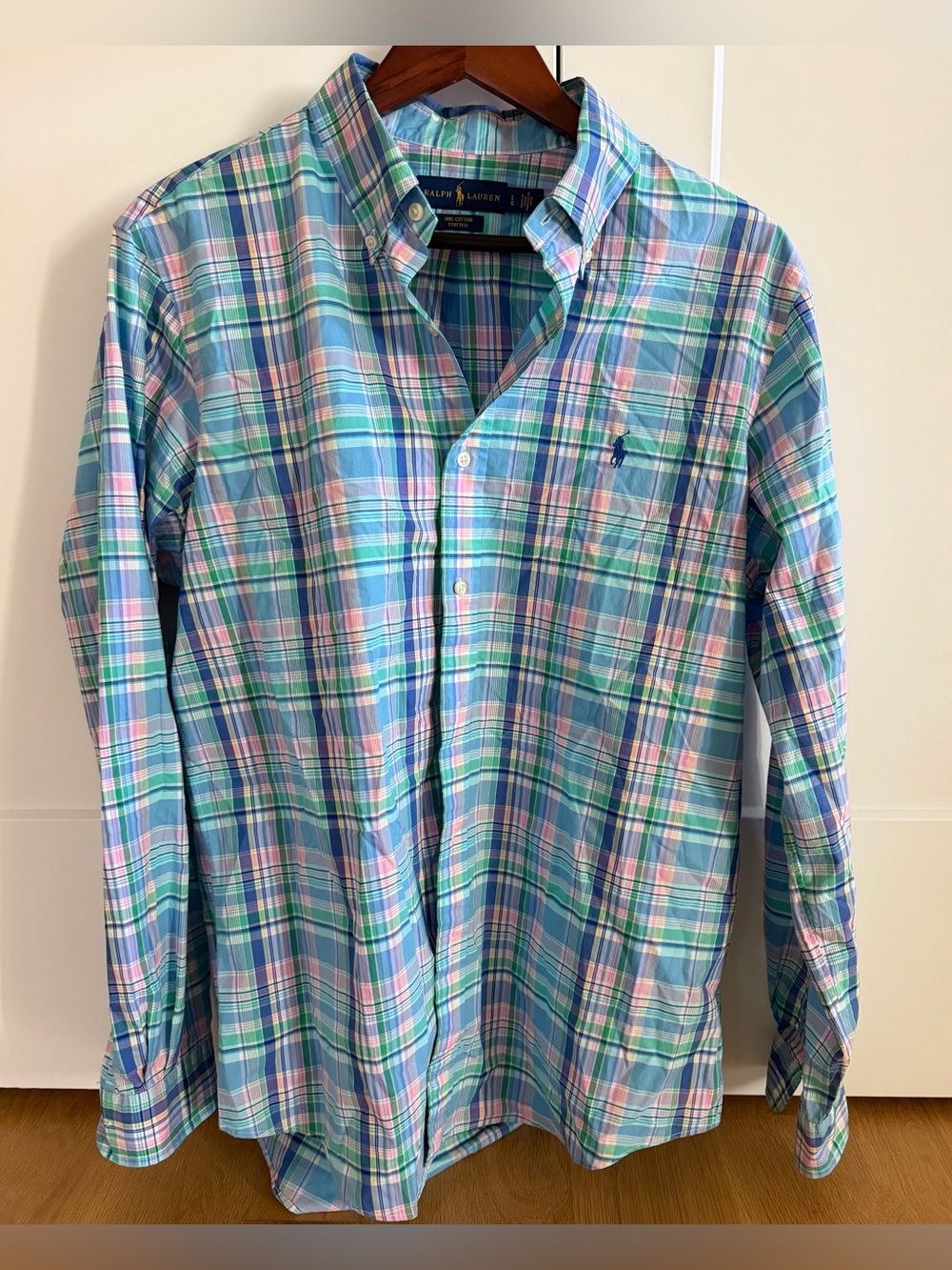 Polo by Ralph Lauren Men's Plaid Button-Down Shirt in Blue/Green/Pink - Large